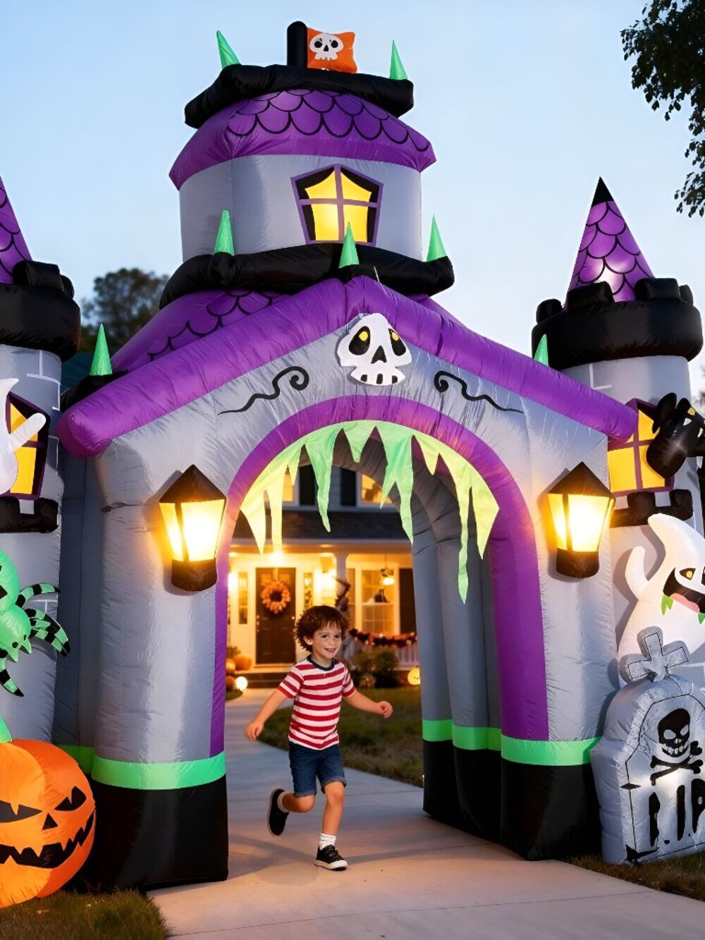 Halloween Inflatables Giant 12.5 FT Haunted House Castle Archway Outdoor Decor